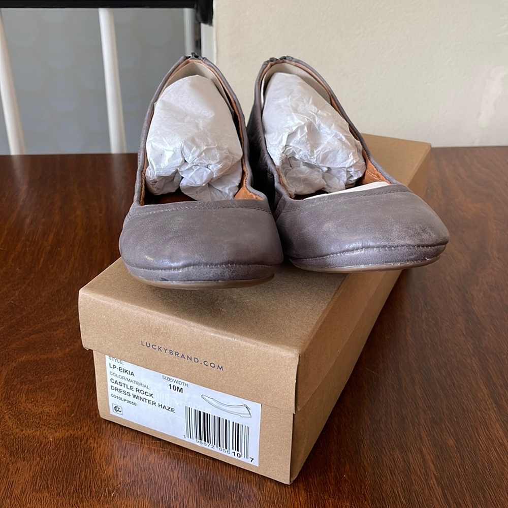 New Lucky Brand LP Eikia Ballet Flat Castle Rock Dress Winter Haze Gray size 10